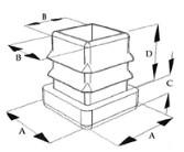 Muovituote Ujanen, sisätulppa, nelikulmainen, SN-H mittakuva